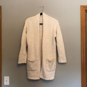 White cardigan sweater